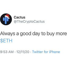 Cactus- Always a good day to buy more $ETH